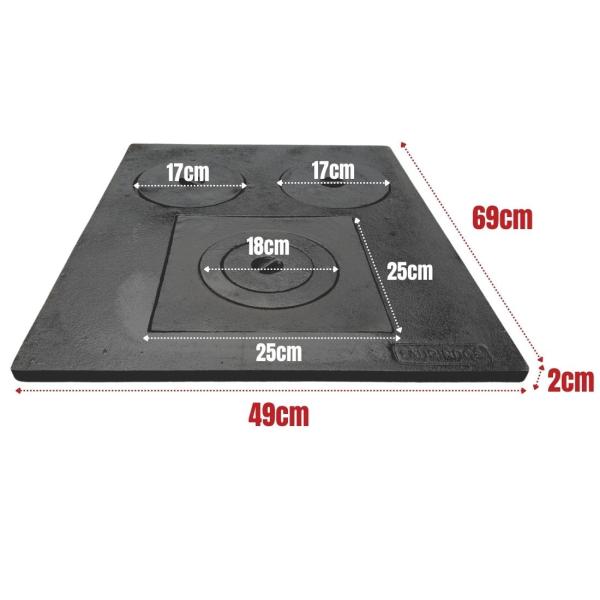 CHAPA FERRO FUNDIDO 69 x 49 x 49 PRETO 49X69,5