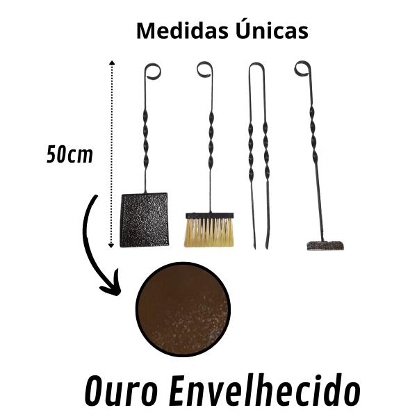 VASSOURA LAREIRA TORCIDO OURO ENVELHECIDO 50
