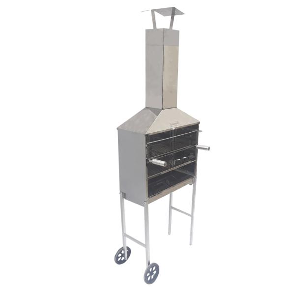 CHURRASQUEIRA INOX ESPETINHO 60 CM COM RODINHA + DUTO