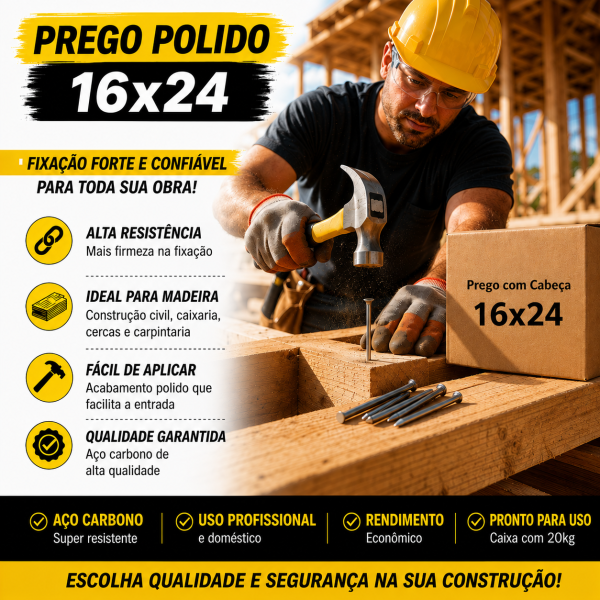 KIT 2KG DE PREGO 16X24 POLIDO AÇO