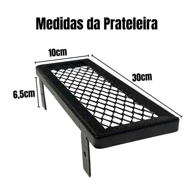 PRATELEIRA GRADE 30 PRETO 30X10