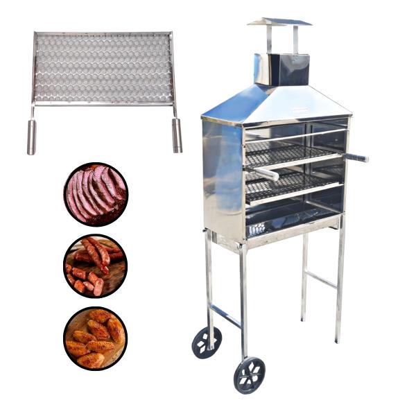 CHURRASQUEIRA INOX ESPETINHO 60 CM COM GRELHA KIT