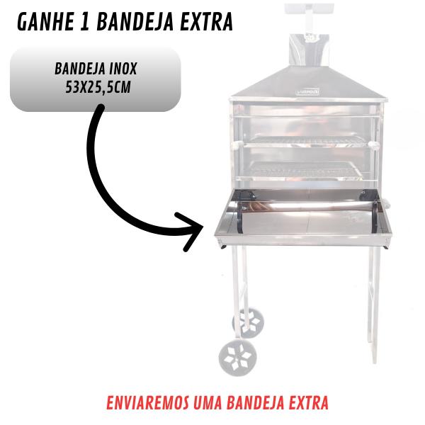 KIT CHURRASQUEIRA INOX ESPETINHO 60 CM COM BANDEJA KIT