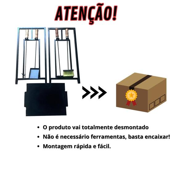 KIT LAREIRA RETANGULAR COMPLETO CABO MADEIRA PRETO 0