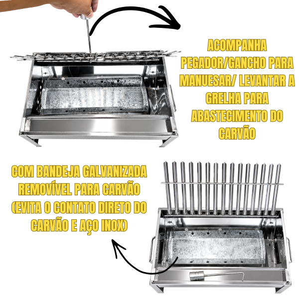 CHURRASQUEIRA INOX GRELHA ARGENTINA 24CM