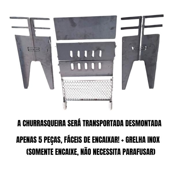 CHURRASQUEIRA DESMONTAVEL ACO CARBONO PEQUENA 60cm