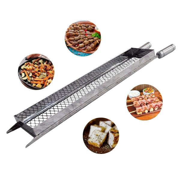 GRELHA CESTO COM PONTEIRAS - GRANDE INOX 78cm