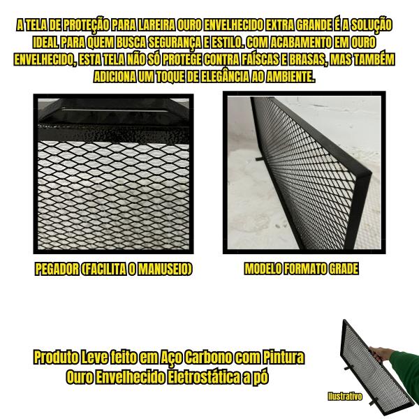 TELA LAREIRA FIXA EXTRA GRANDE 100X40 OURO ENVELHECIDO