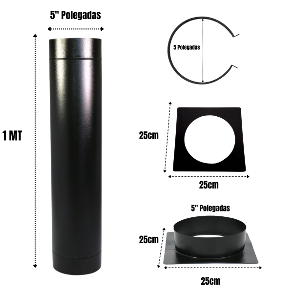 KIT CHAMINE 5 PRETO 2 DUTOS ADAPT. CHAPÉU CHINÊS, ABRAÇADEIRAS E ACAB. FORRO