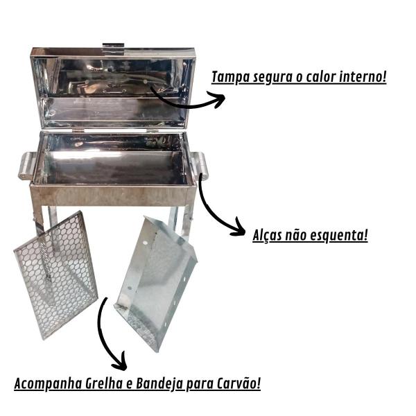 CHURRASQUEIRA INOX BAFO DE MESA COM PERNAS 0