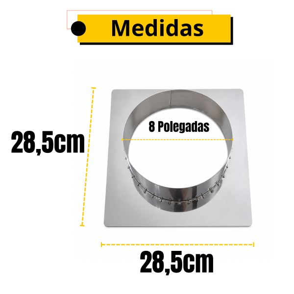 ADAPTADOR INOX 304 PARA TUBO 8 28,5x28,5