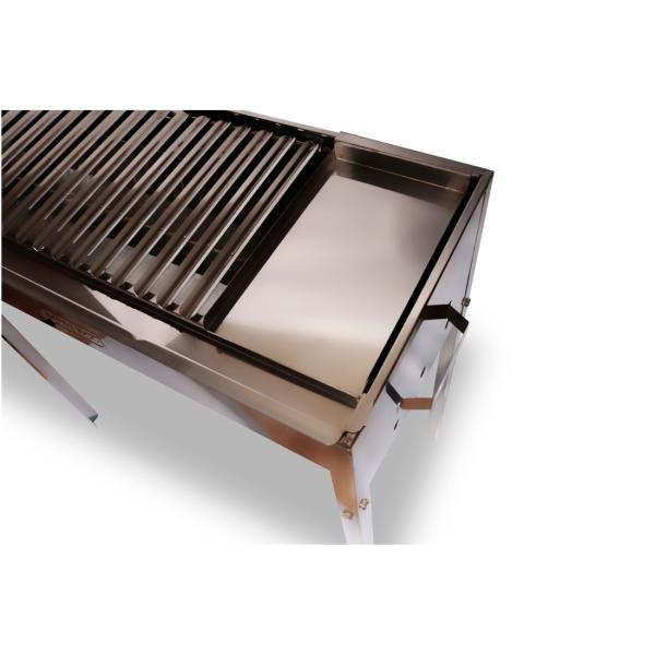 CHURRASQUEIRA INOX GRELHA ARGENTINA PERNAS E CHAPA 65CM