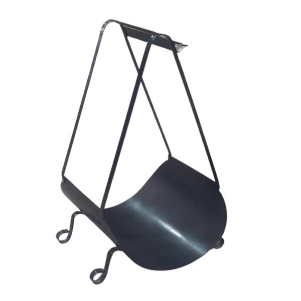PORTA LENHA COM ENCAIXE CESTO PRETO 35x38x60