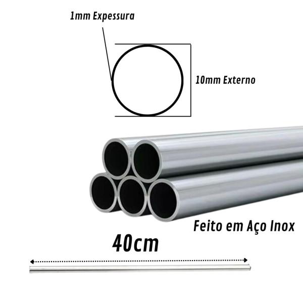 TUBO REDONDO INOX 201 - 3/8 - 9,53 - 40 CM 40cm