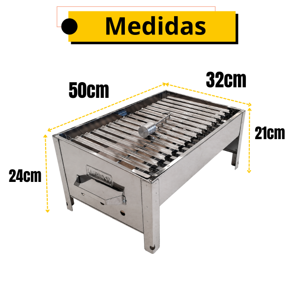 CHURRASQUEIRA INOX GRELHA ARGENTINA + REFRATARIO 24CM