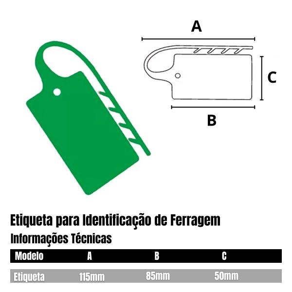 ETIQUETAS IDENTIFICACAO FERRAGENS VERDE 20UN 11,5x8,5x5