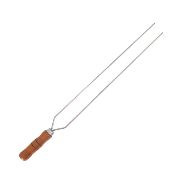 ESPETO DUPLO CABO MADEIRA 80CM INOX 80