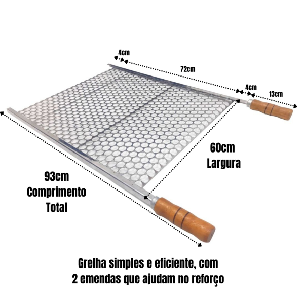 GRELHA MOEDA ECONOMICA COM PONTEIRA 60 X 72 INOX 60X72