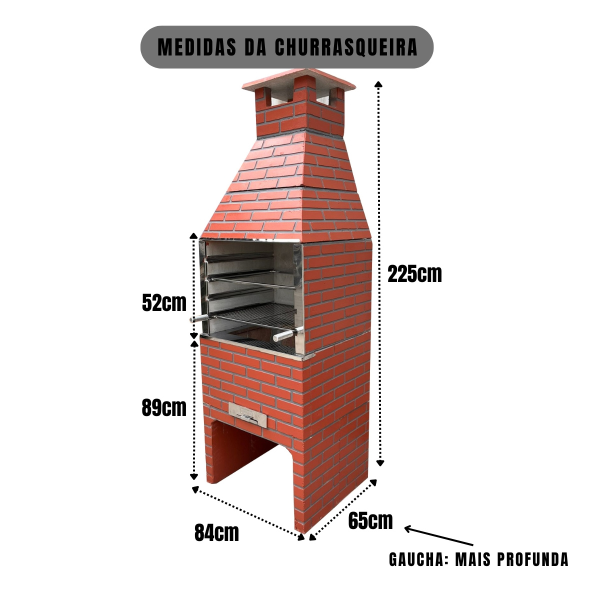 CHURRASQUEIRA TIJOLINHO 840 GAUCHA VERMELHA CERAMICA VERMELHO CERÃMICA