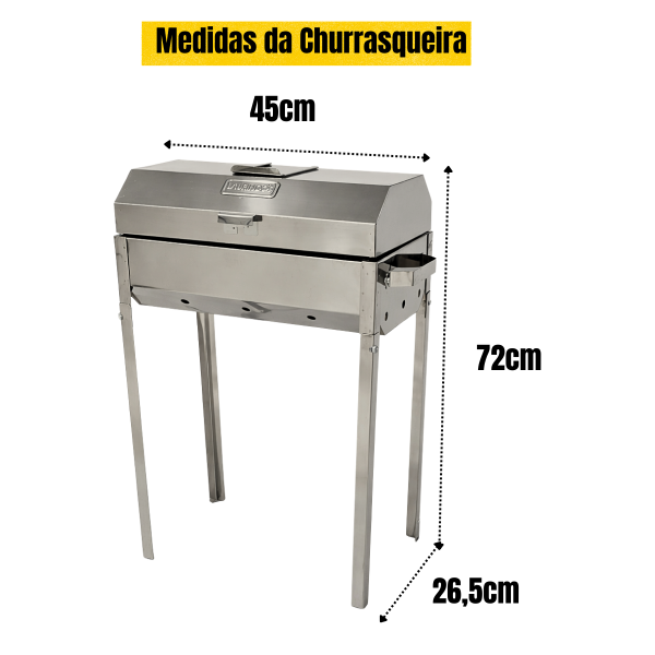 CHURRASQUEIRA INOX BAFO DE MESA COM PERNAS + REFRATARIO 0