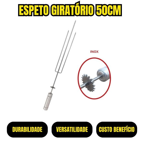 ESPETO GIRATORIO TRIPLO 500 MM INOX 50 CM