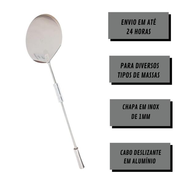 PA DE PIZZA CABO DESLIZANTE 36 INOX 36 CM