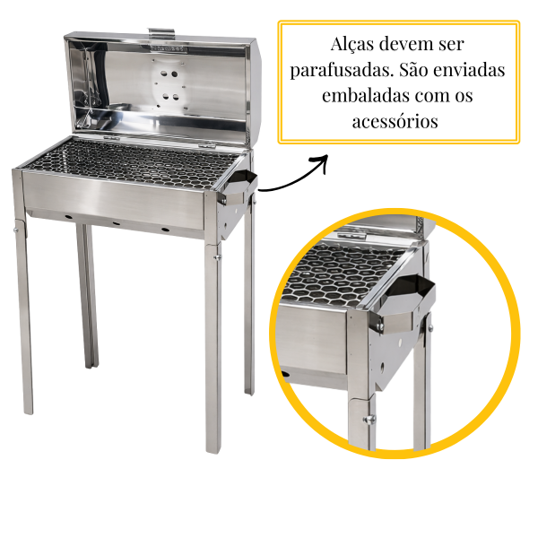 CHURRASQUEIRA INOX BAFO DE MESA COM PERNAS 0