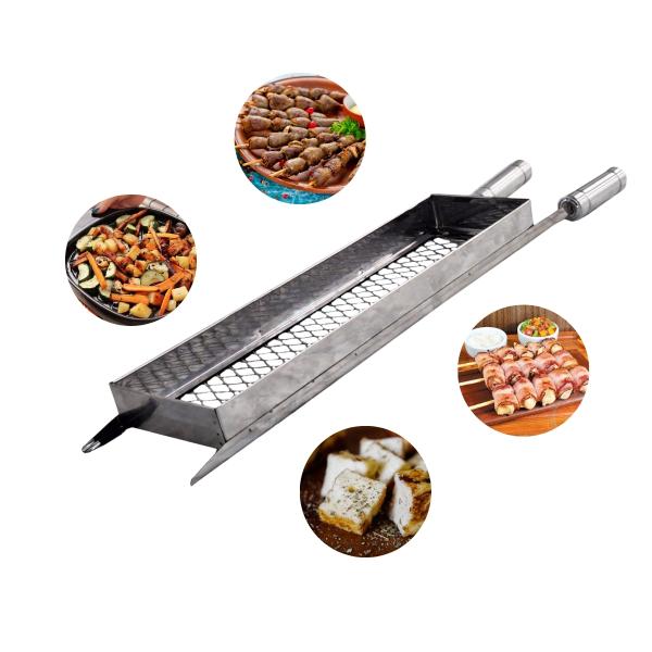 GRELHA CESTO COM PONTEIRAS - MEDIA INOX 68cm